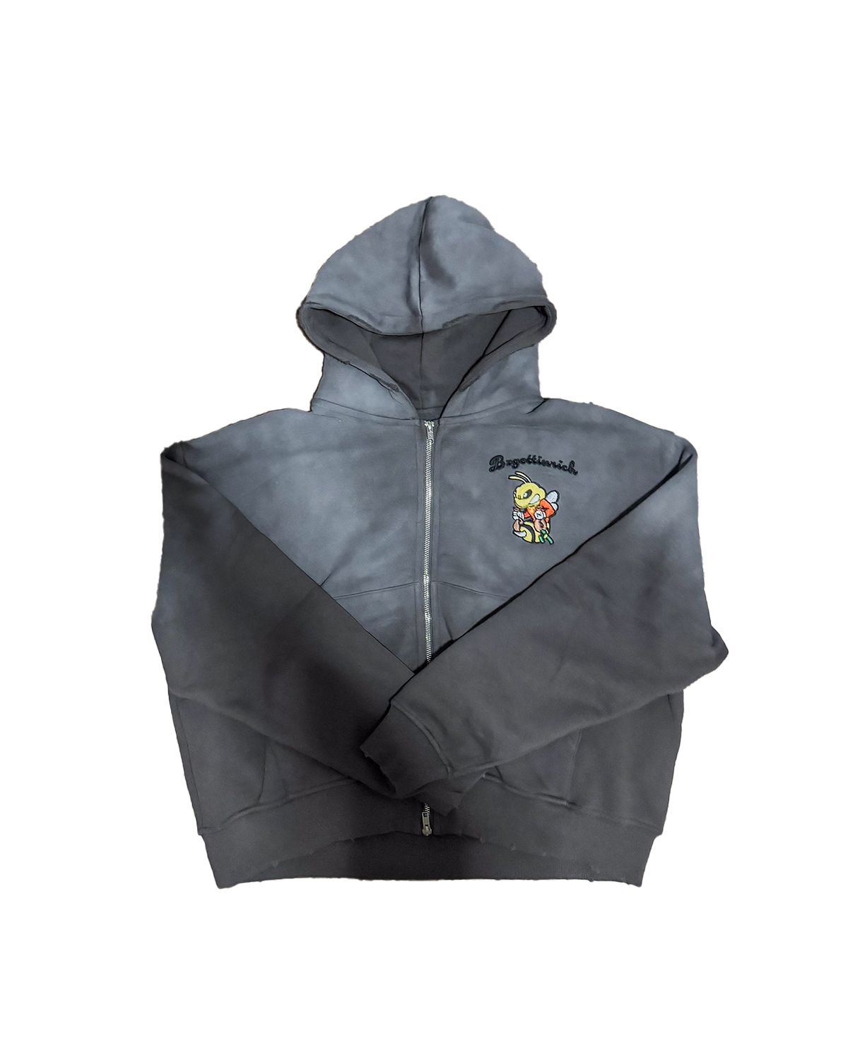 Zip-Up Flare Hoodie (Washed Grey) – Bzgettinrich
