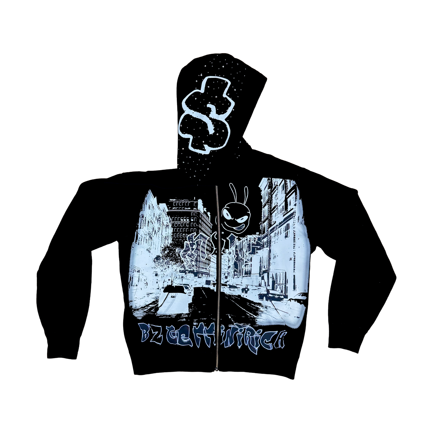 Rhine Stone Zip-Up Hoodies