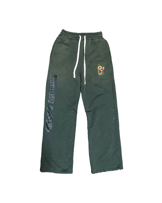 Zip-Up Flare Pants (Forest Green)