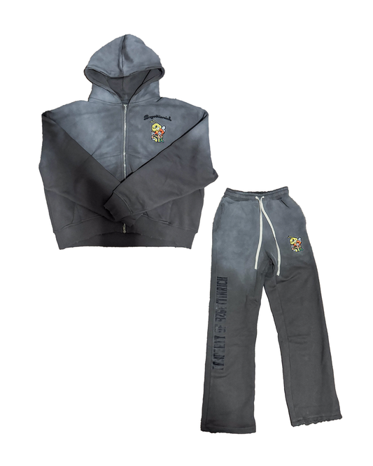 Zip-Up Flare Sets ( Dark Gray)