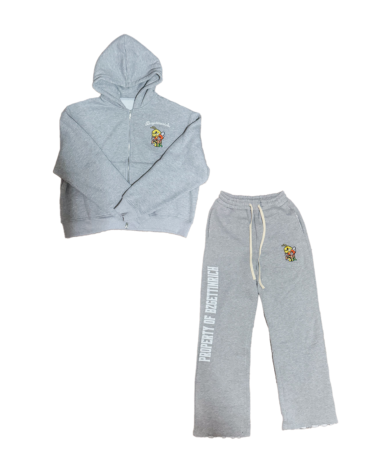 Zip-Up Flare Sets (Grey)